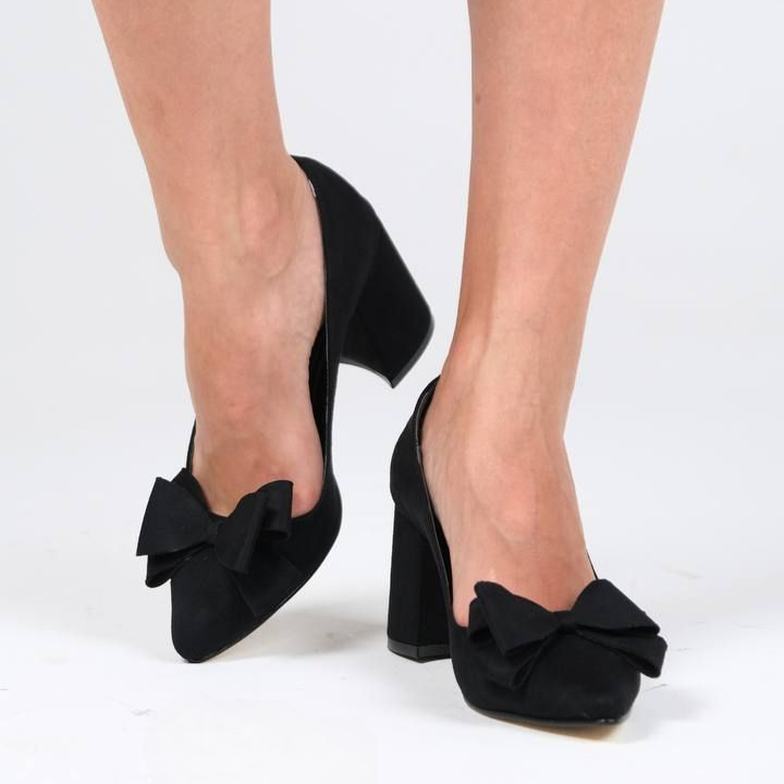 Pantofi CLAUDIA negri din piele întoarsă - imagine 3