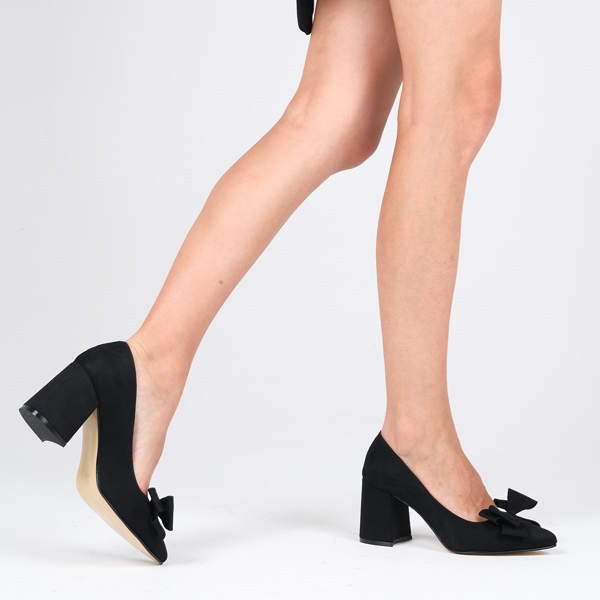 Pantofi CLAUDIA negri din piele întoarsă - imagine 2