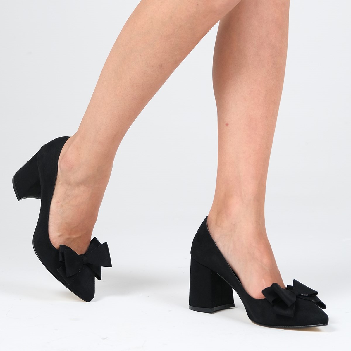 Pantofi CLAUDIA negri din piele întoarsă - imagine 4