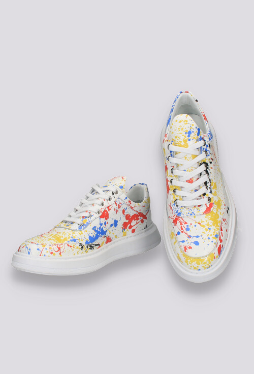 Pantofi Splash albi din piele naturală - imagine 4