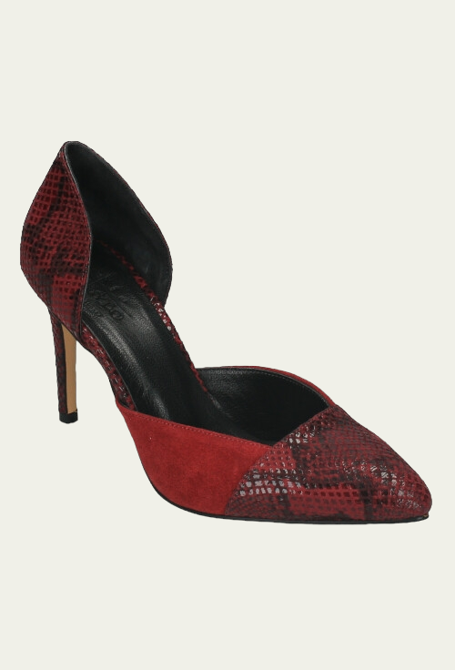 Pantofi MAYA bordo din piele naturală