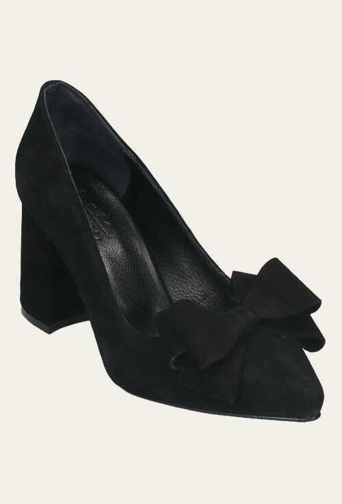 Pantofi CLAUDIA negri din piele întoarsă