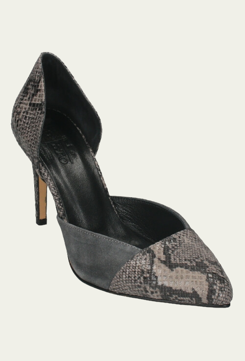 Pantofi MAYA gri din piele naturală