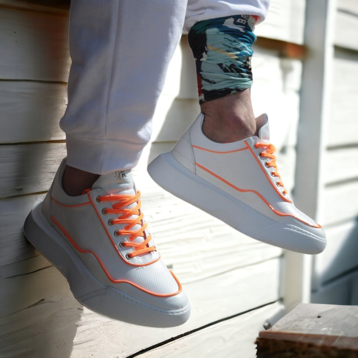 Pantofi Orange Bold albi din piele naturală - imagine 2