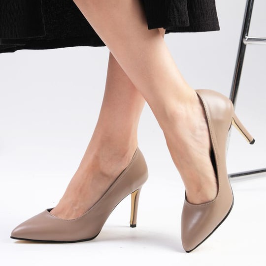 Pantofi ANA bej din piele naturală - imagine 4