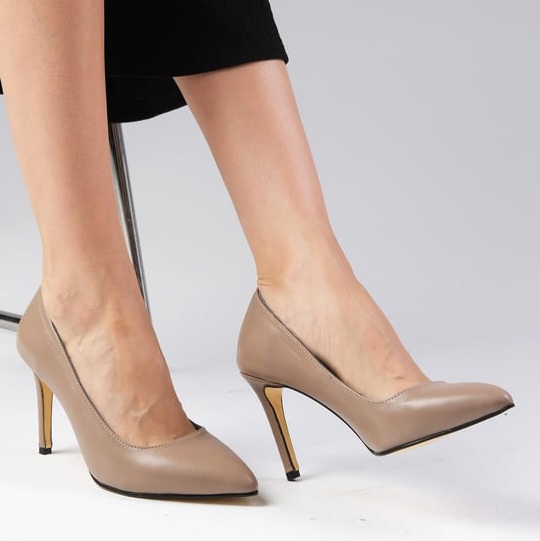 Pantofi ANA bej din piele naturală - imagine 3