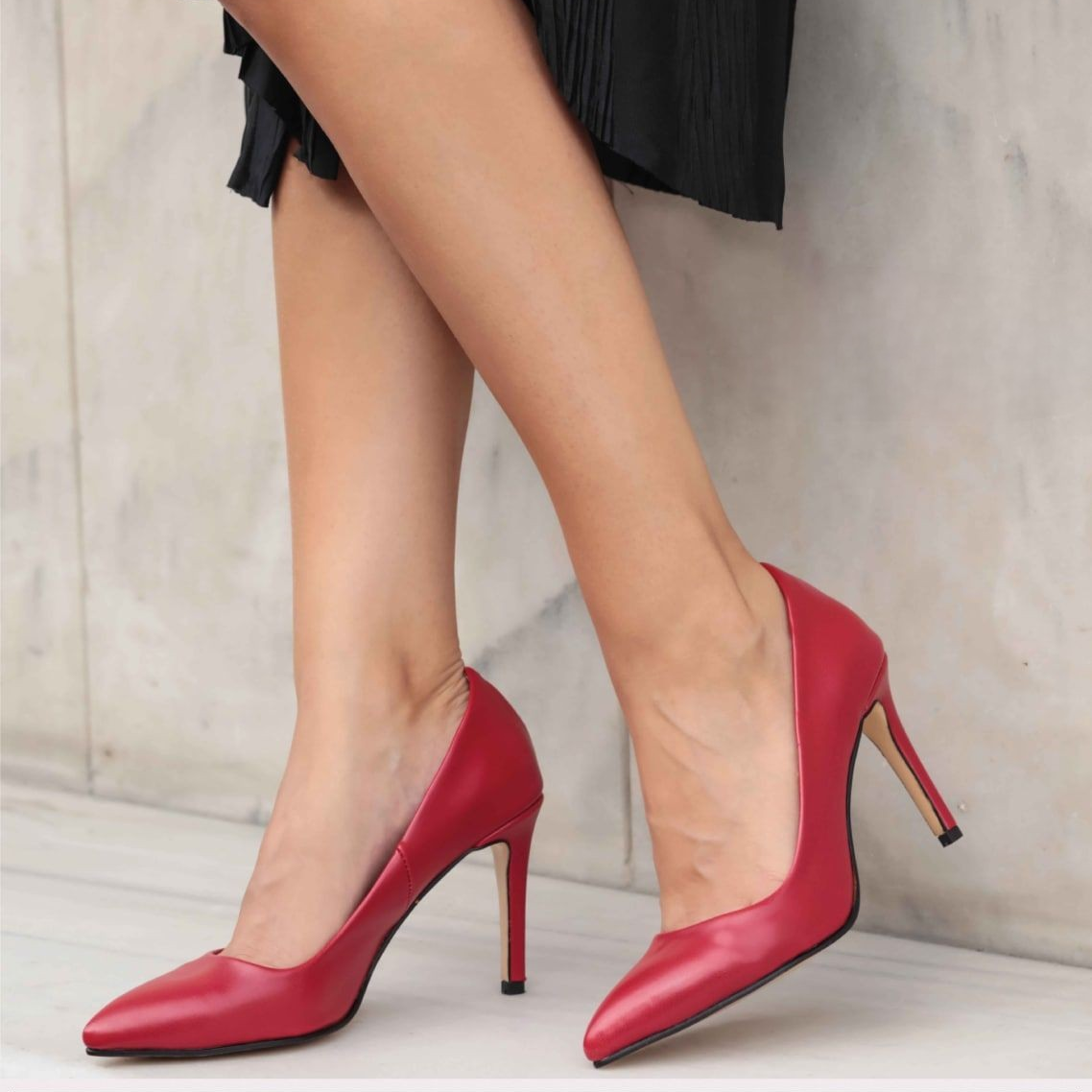 Pantofi ANA roșii din piele naturală - imagine 3