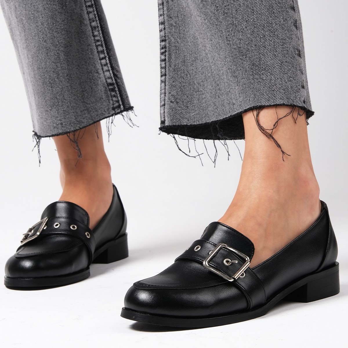 Mocasini Andreea negri din piele naturală - imagine 2