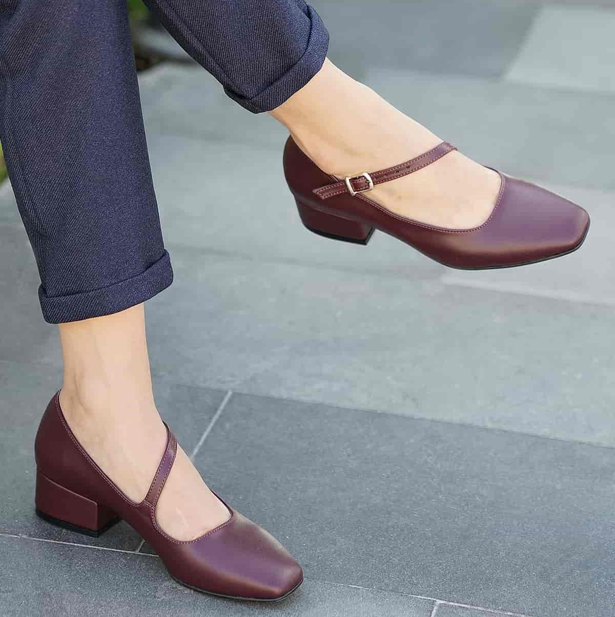 Pantofi LARISA bordo din piele naturală - imagine 5