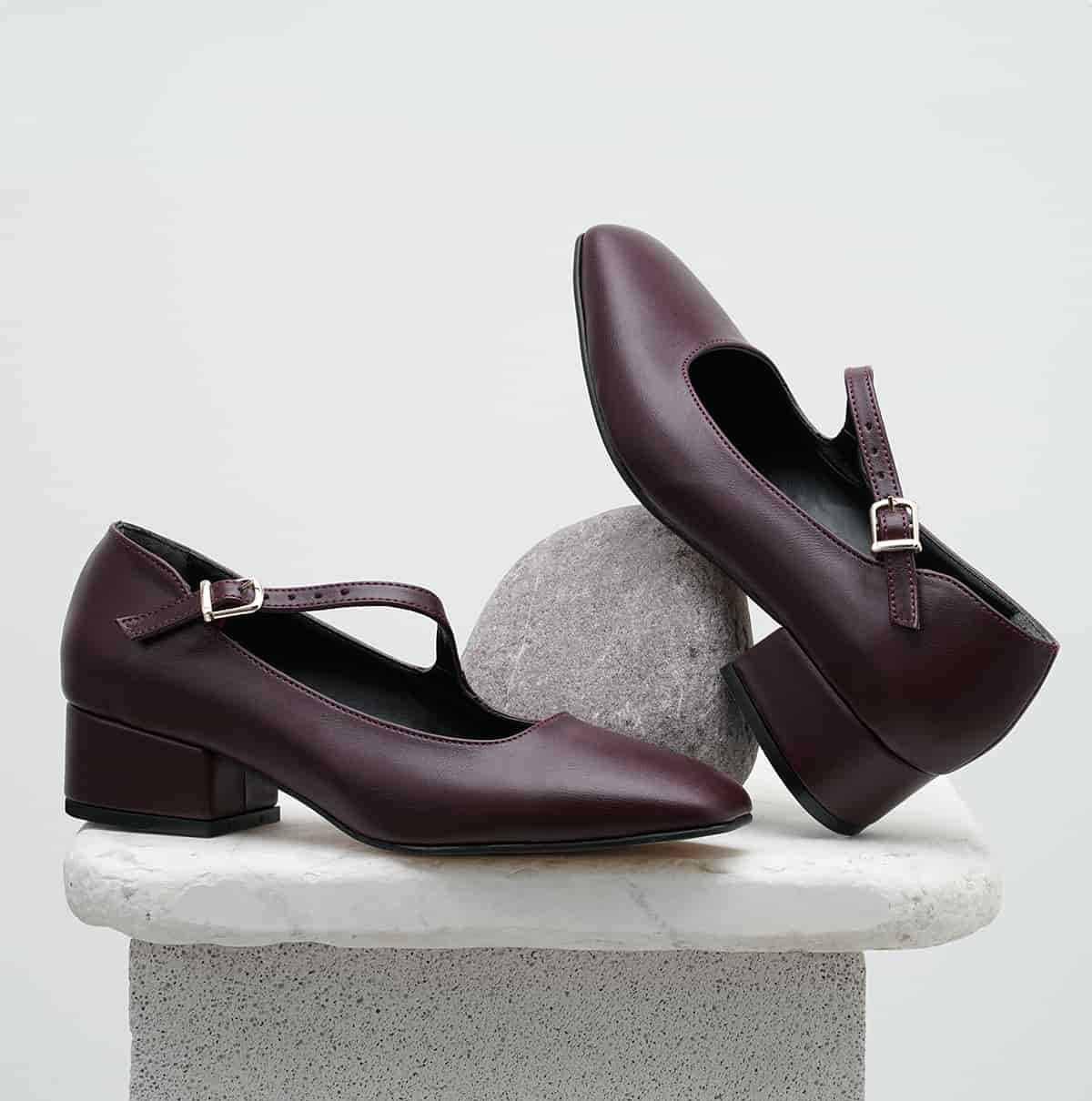 Pantofi LARISA bordo din piele naturală - imagine 6