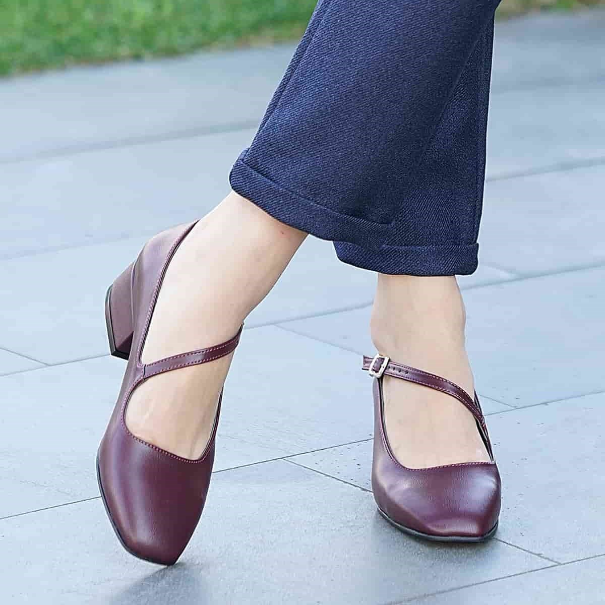 Pantofi LARISA bordo din piele naturală - imagine 4