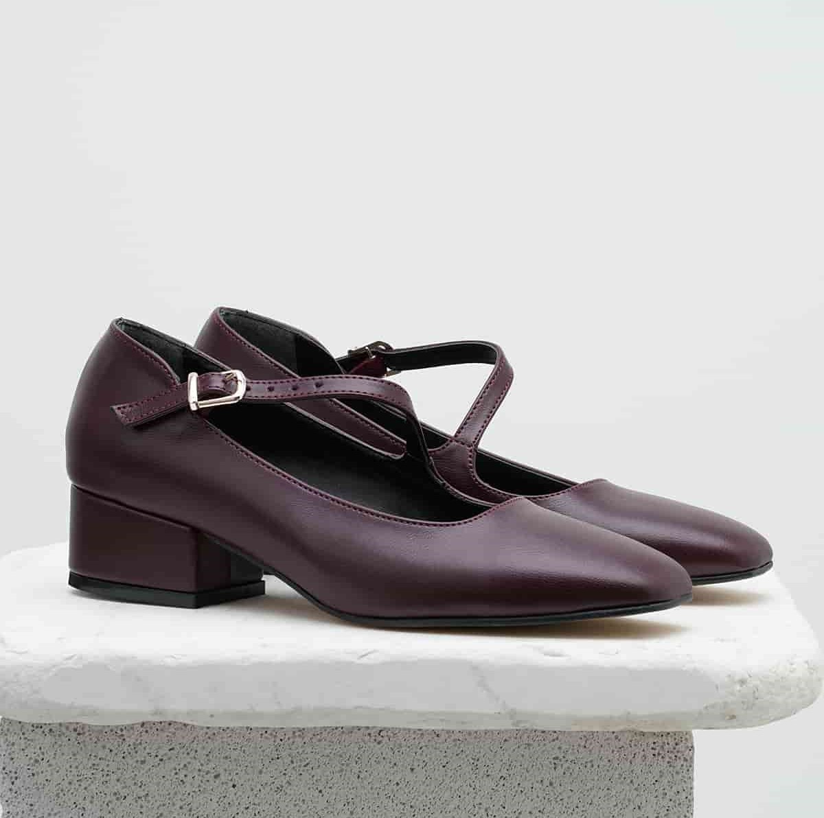 Pantofi LARISA bordo din piele naturală - imagine 3