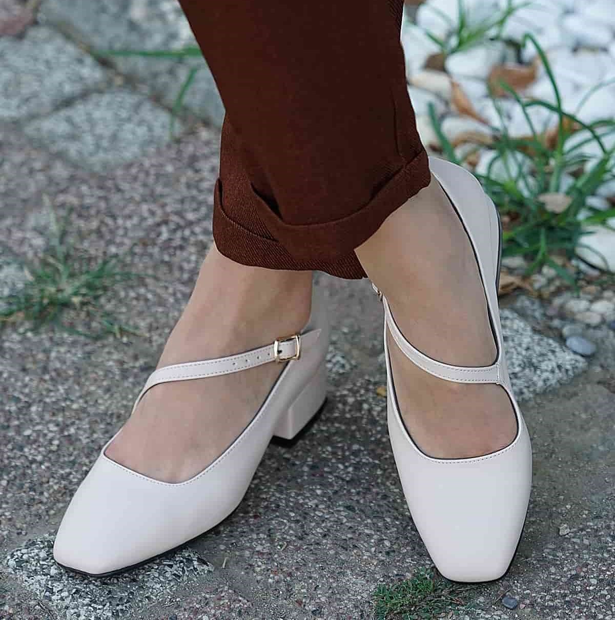 Pantofi LARISA bej din piele naturală - imagine 3