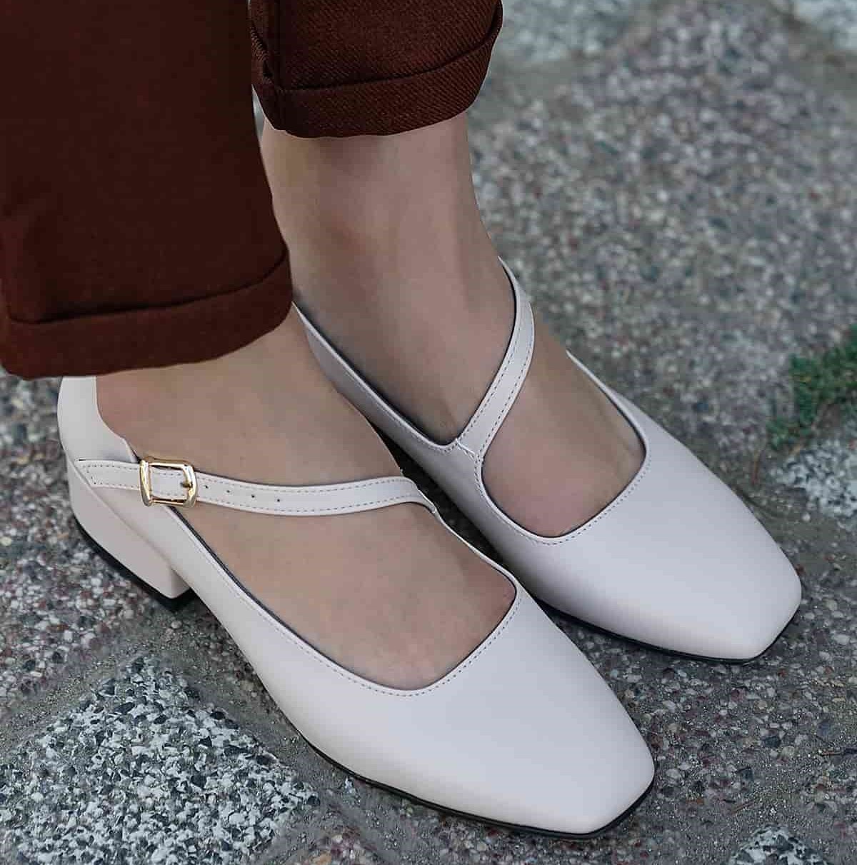 Pantofi LARISA bej din piele naturală - imagine 2