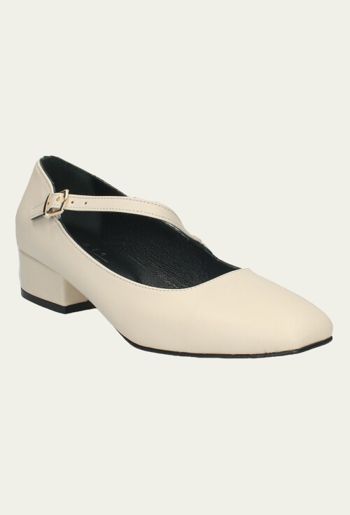 Pantofi LARISA bej din piele naturală