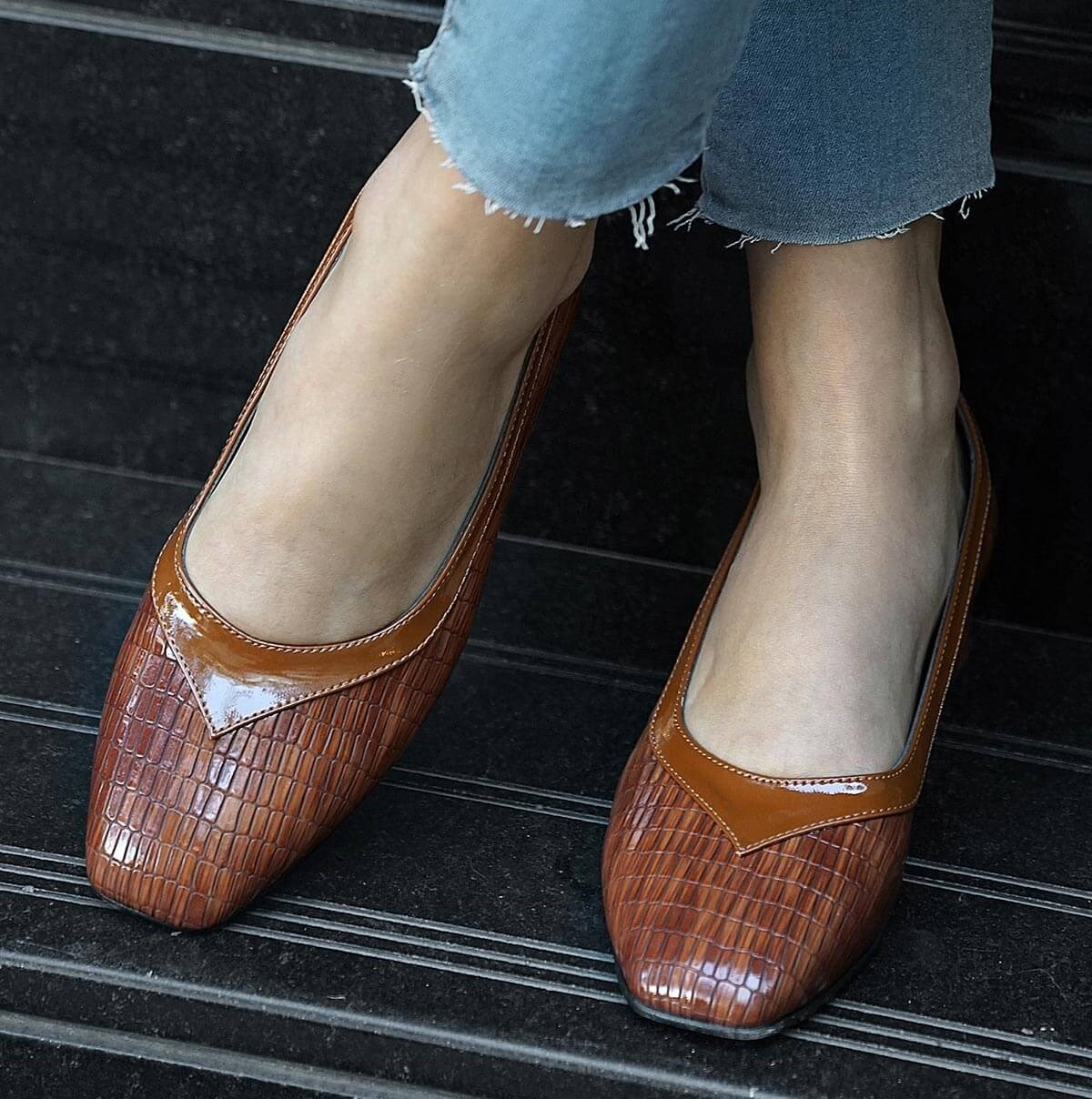 Pantofi ROXANA maro din piele naturală - imagine 8