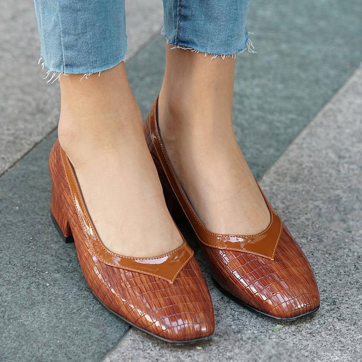 Pantofi ROXANA maro din piele naturală - imagine 3