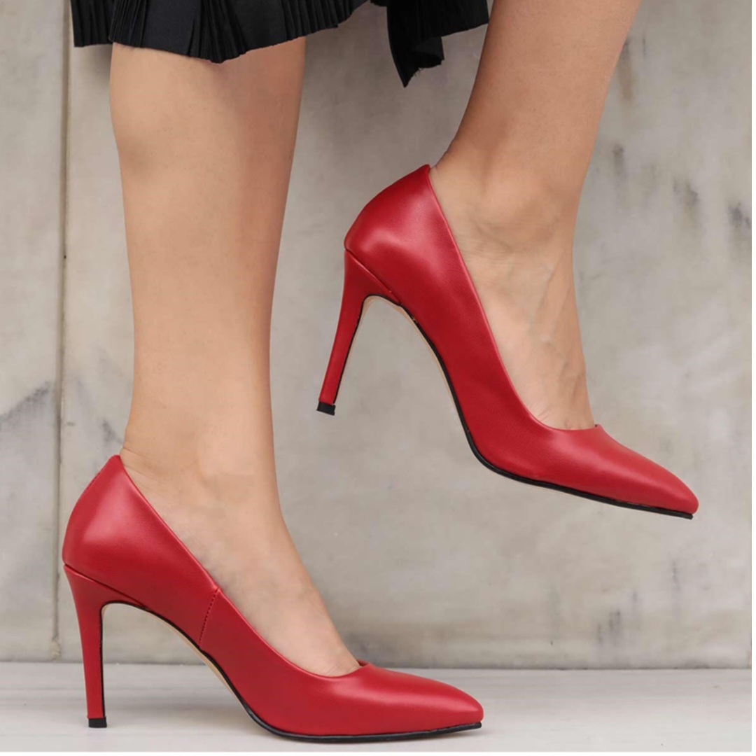 Pantofi ANA roșii din piele naturală - imagine 2