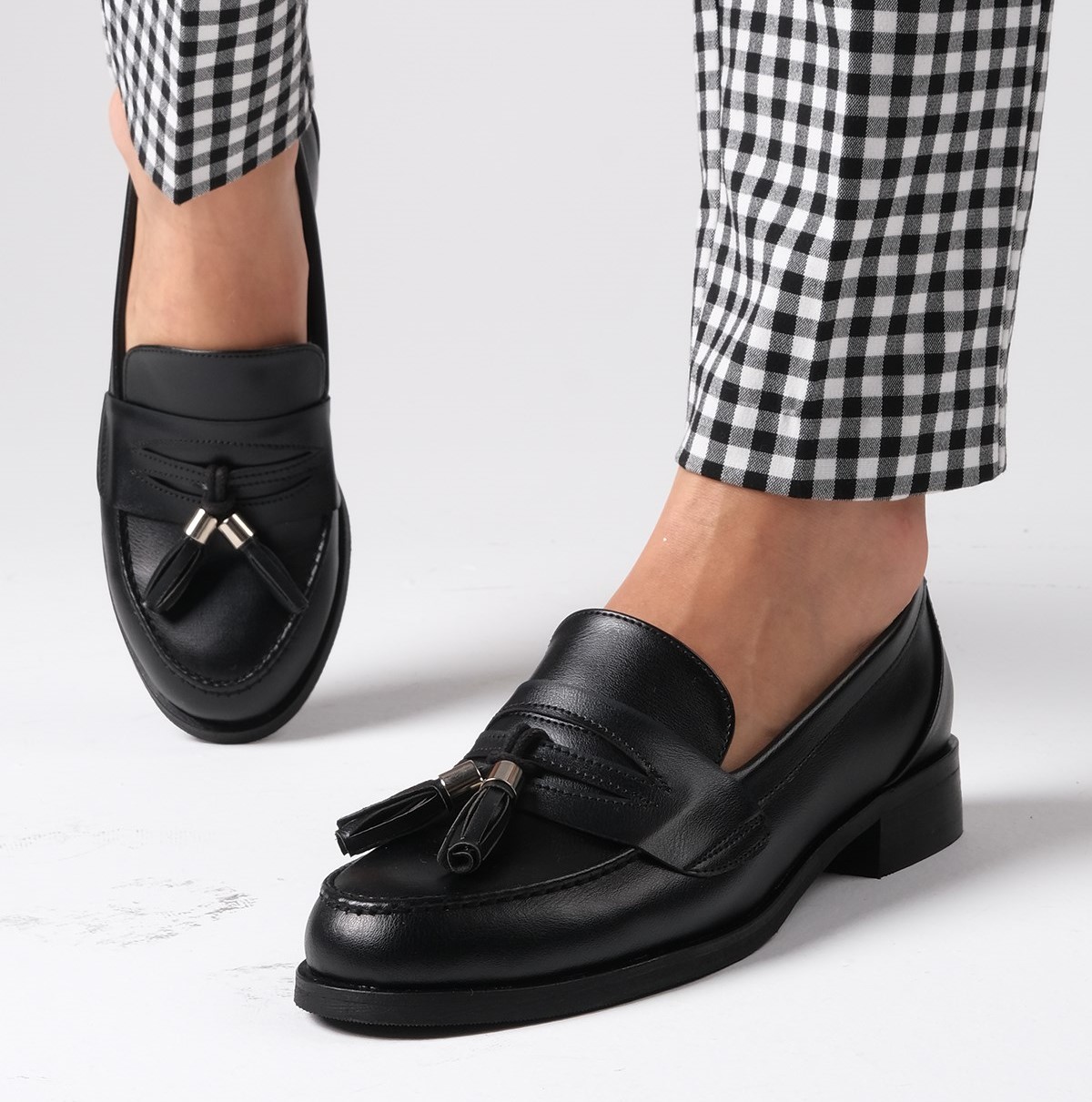 Mocasini Silvia negri din piele naturală - imagine 3