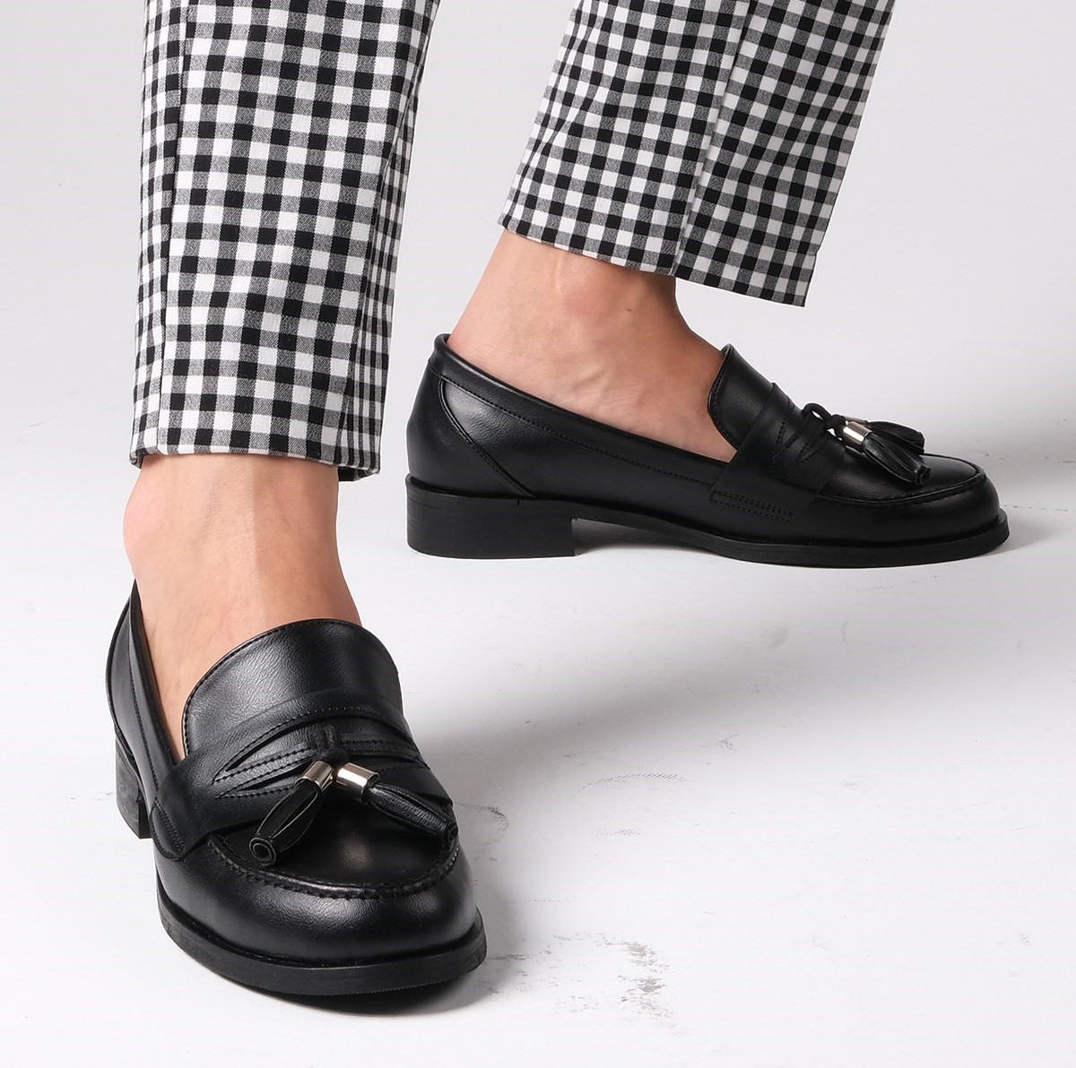 Mocasini Silvia negri din piele naturală - imagine 4