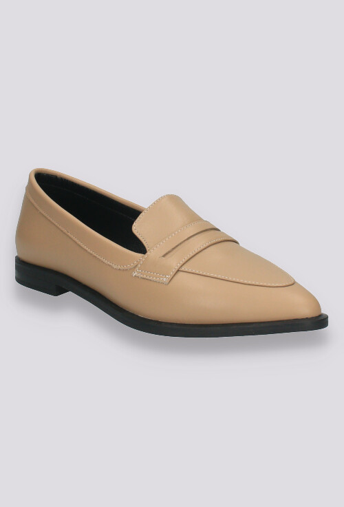 Mocasini Olga bej din piele naturală