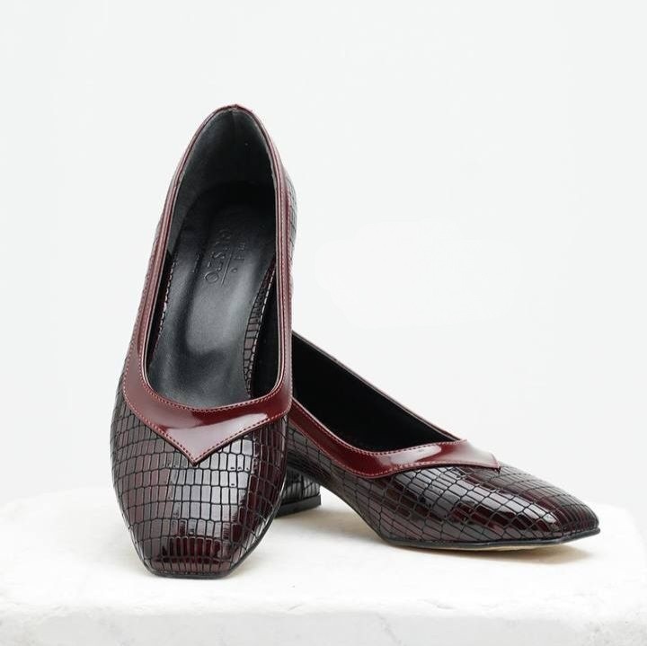 Pantofi ROXANA bordo din piele naturală - imagine 6