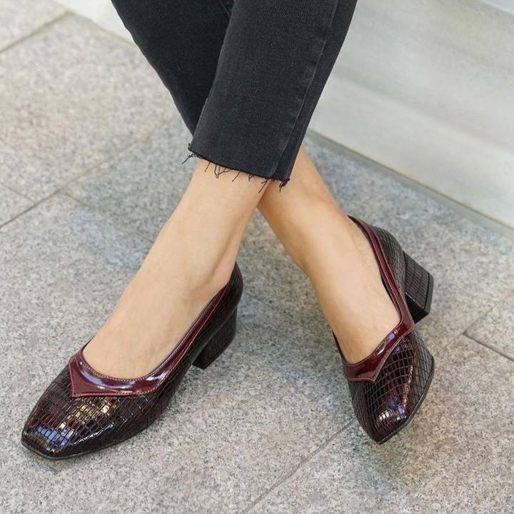 Pantofi ROXANA bordo din piele naturală - imagine 4