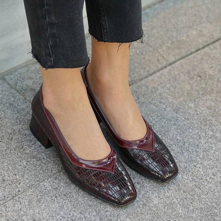 Pantofi ROXANA bordo din piele naturală - imagine 3