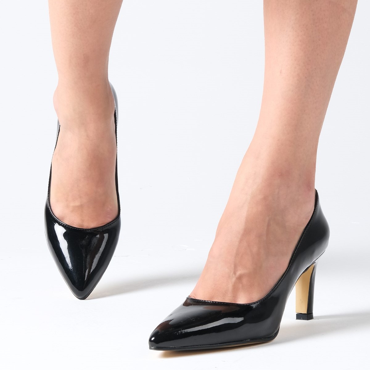 Pantofi ISABEL negri din piele naturală lucioasă - imagine 4