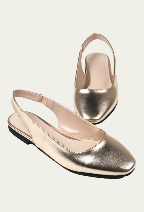 Pantofi RITA aurii din piele naturală