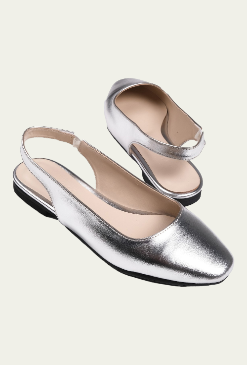 Pantofi RITA argintii din piele naturală