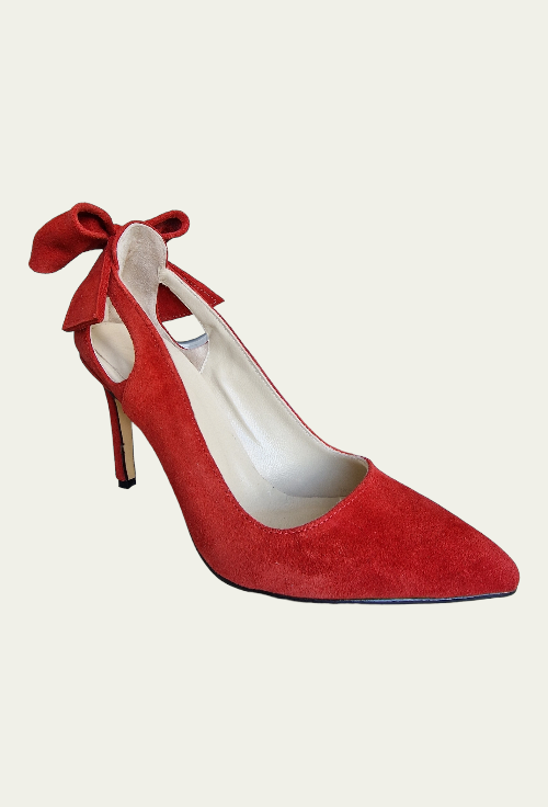 Pantofi IRIS roșii din piele întoarsă