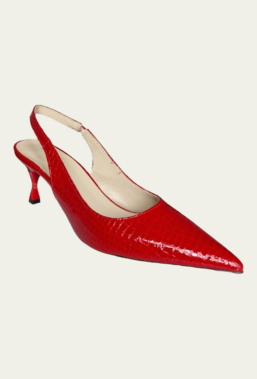 Pantofi CORINA roșii din piele naturală