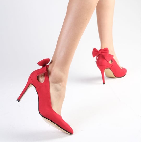 Pantofi IRIS roșii din piele întoarsă - imagine 4