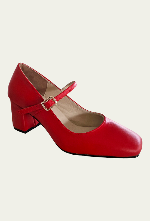 Pantofi CECILIA roșii din piele naturală