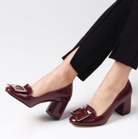 Pantofi AGATHA bordo din piele lucioasă - imagine 5