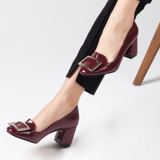 Pantofi AGATHA bordo din piele lucioasă - imagine 6