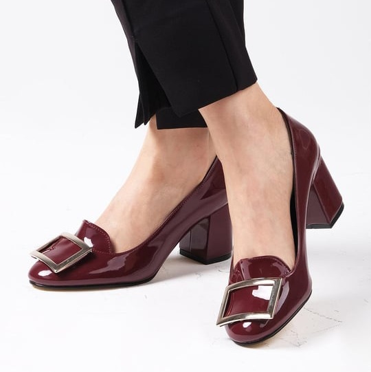 Pantofi AGATHA bordo din piele lucioasă - imagine 2