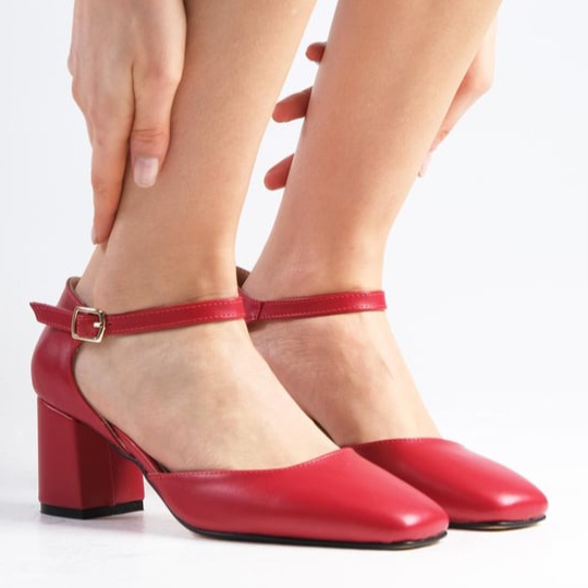 Pantofi CECILIA roșii din piele naturală - imagine 3