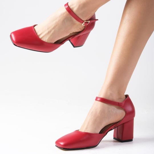 Pantofi CECILIA roșii din piele naturală - imagine 5