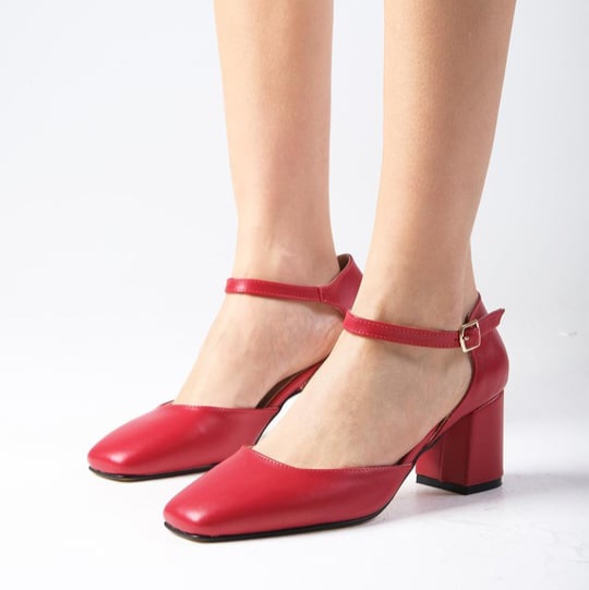 Pantofi CECILIA roșii din piele naturală - imagine 4