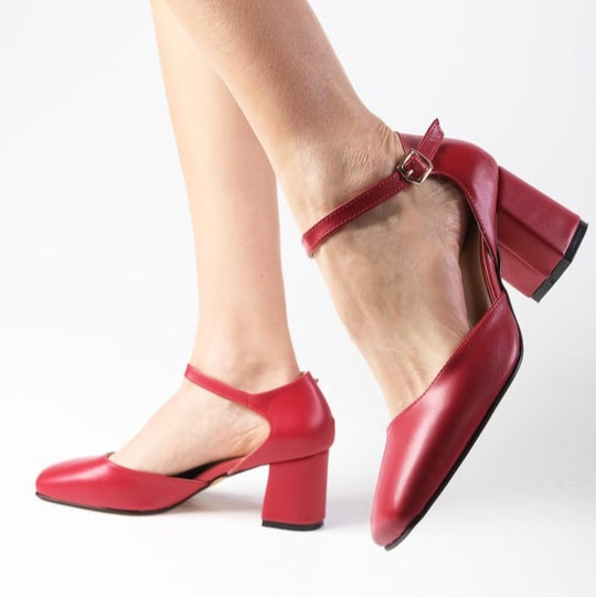 Pantofi CECILIA roșii din piele naturală - imagine 2