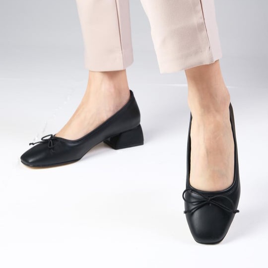 Pantofi DORINA negri din piele naturală - imagine 5