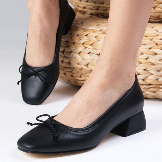 Pantofi DORINA negri din piele naturală - imagine 2