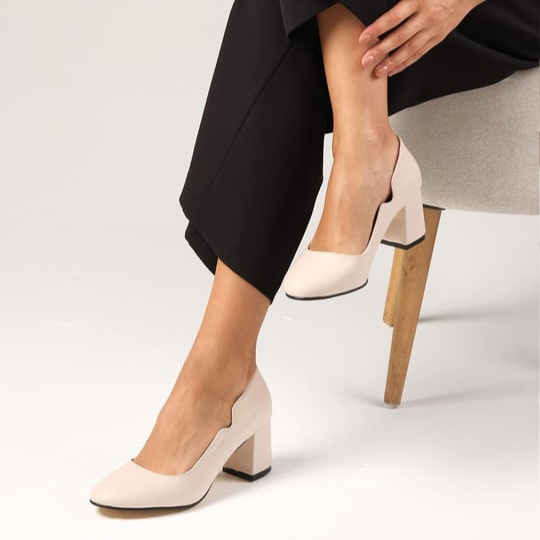 Pantofi ELVIRA ecru din piele naturală - imagine 3