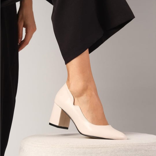 Pantofi ELVIRA ecru din piele naturală - imagine 4