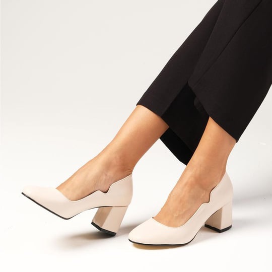 Pantofi ELVIRA ecru din piele naturală - imagine 2