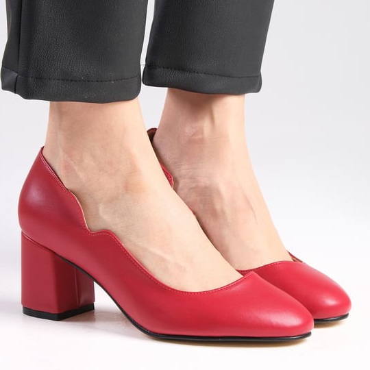 Pantofi ELVIRA roșii din piele naturală - imagine 2