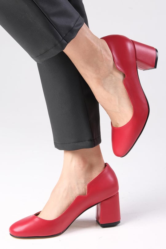 Pantofi ELVIRA roșii din piele naturală - imagine 7