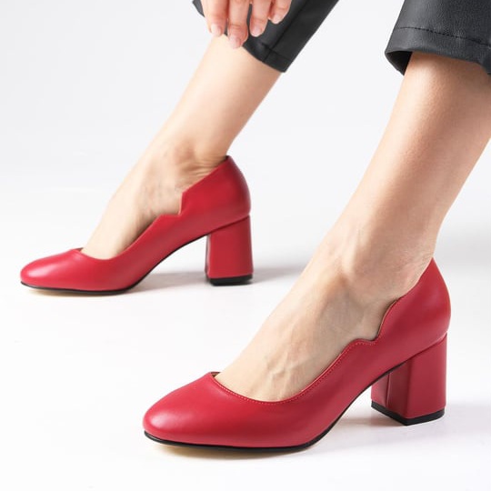 Pantofi ELVIRA roșii din piele naturală - imagine 4